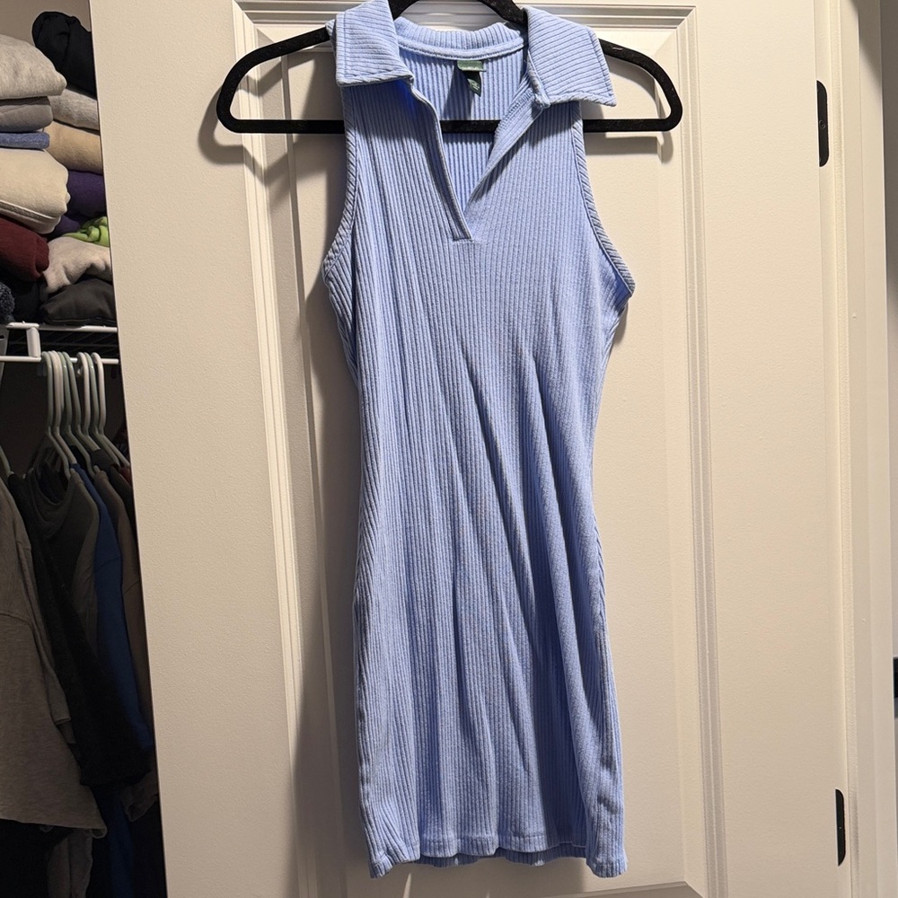 Wild Fable Light Blue Ribbed Collared Tank Dress